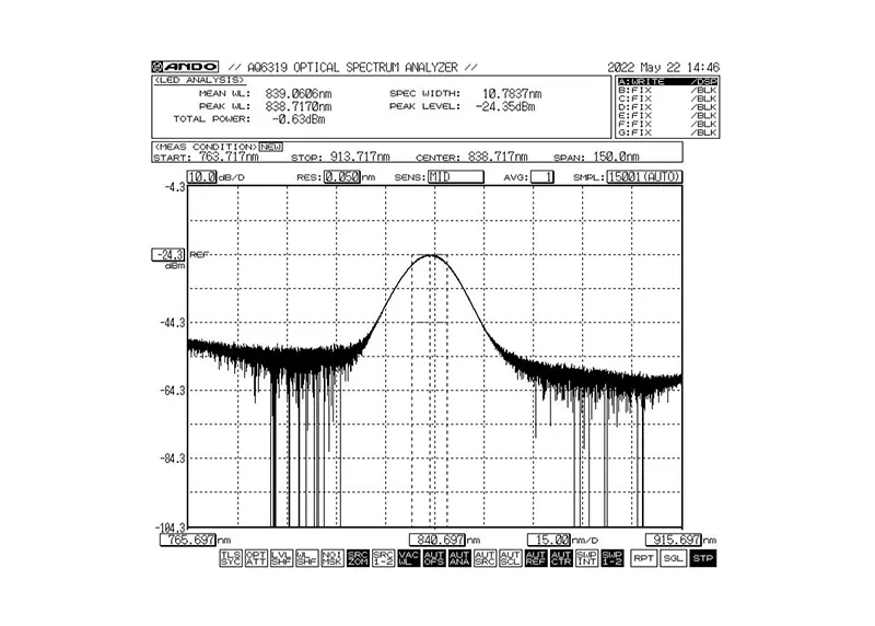 840nm 5mW 10nm बँडविड्थ SLED ब्रॉडबँड लाइट सोर्स मॉड्यूल 840nm 5mW 10nm बँडविड्थ SLED ब्रॉडबँड लाइट सोर्स मॉड्यूल